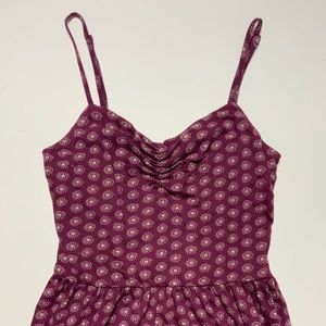 XS LOFT Sundress- Purple and Cream with print.
